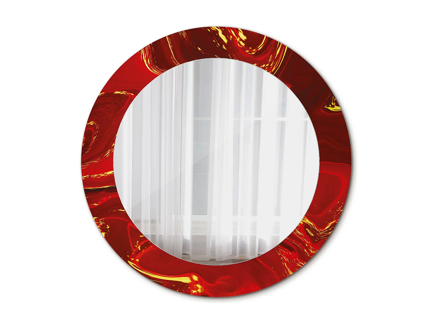 Runder dekorativer Spiegel - Roter Marmor - 60 cm