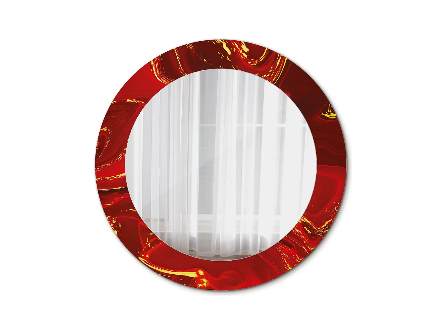 Miroir rond décoratif - Marbre rouge - 60 cm