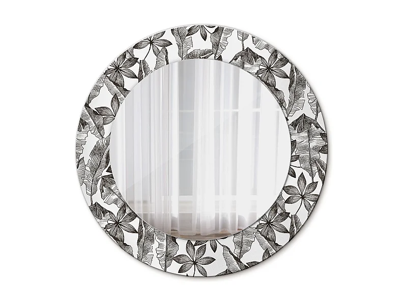 Dekorativer runder Spiegel - Tropische Blätter - 50 cm