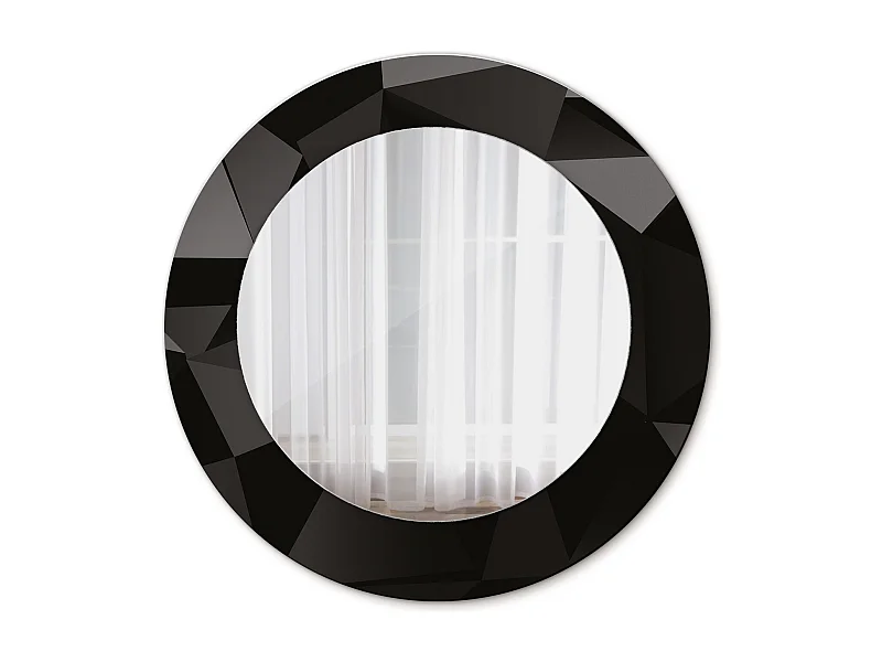 Ronde decoratieve spiegel - Abstract Zwart - 50 cm