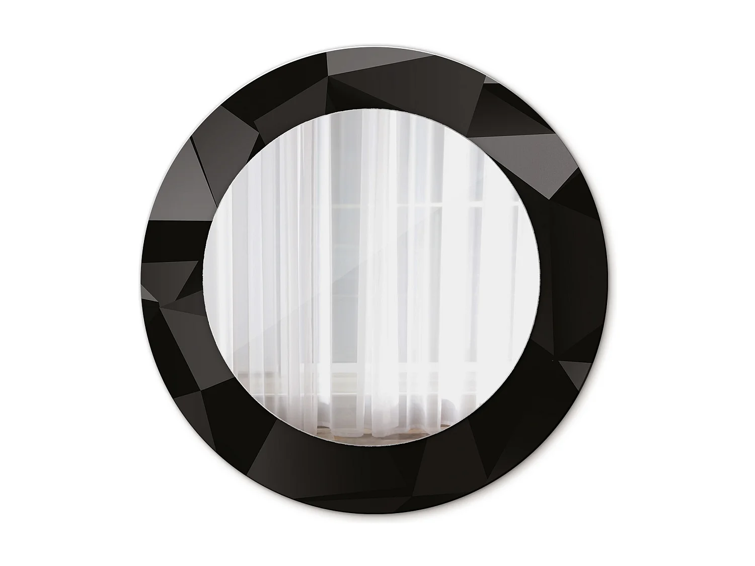 Ronde decoratieve spiegel - Abstract Zwart - 50 cm