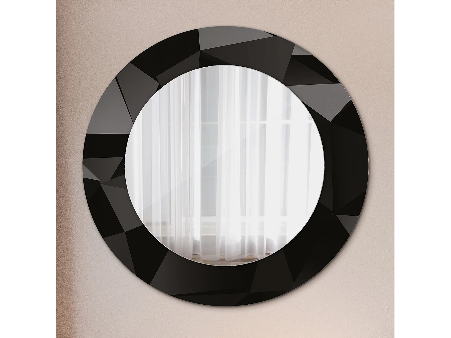 Ronde decoratieve spiegel - Abstract Zwart - 50 cm