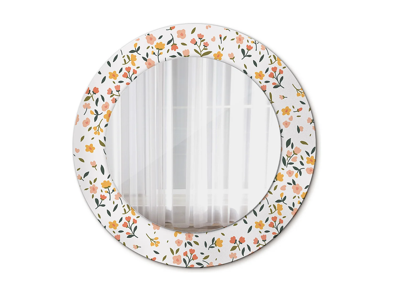 Miroir rond décoratif - Petites fleurs - 50 cm