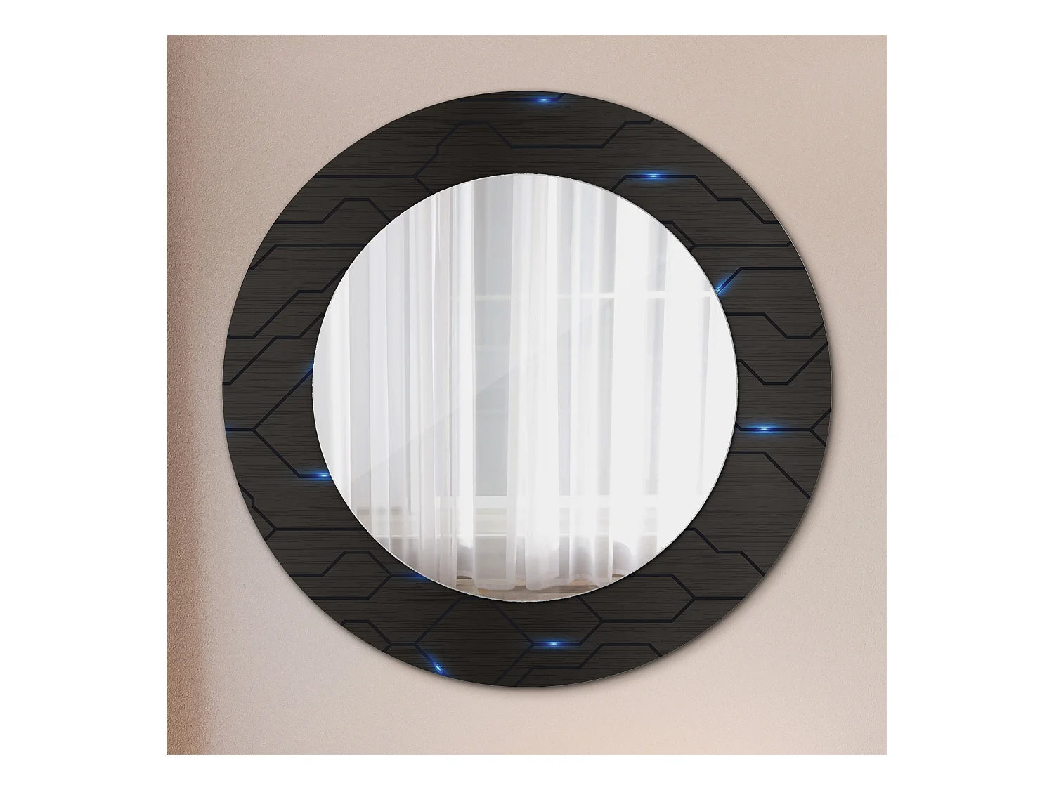 Miroir rond décoratif - Abstraction futuriste - 50 cm