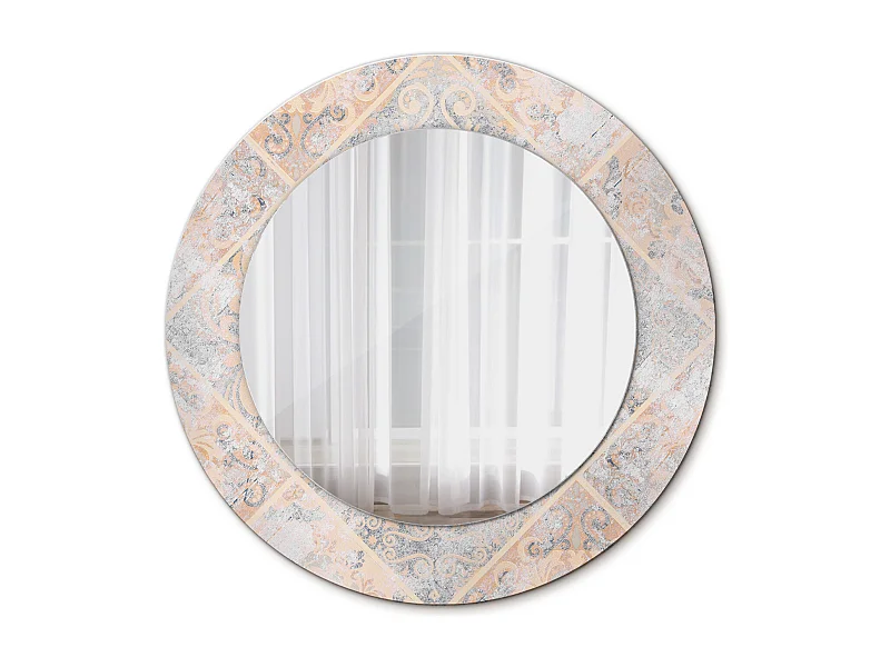 Decoratieve ronde spiegel - rastertegels - 50 cm