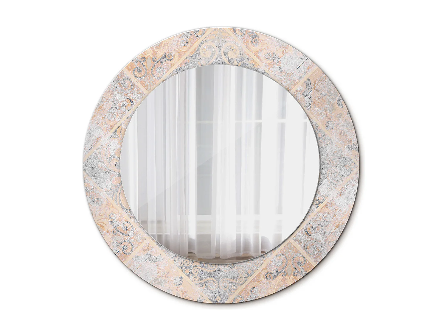 Miroir rond décoratif - Carreaux râpés - 50 cm