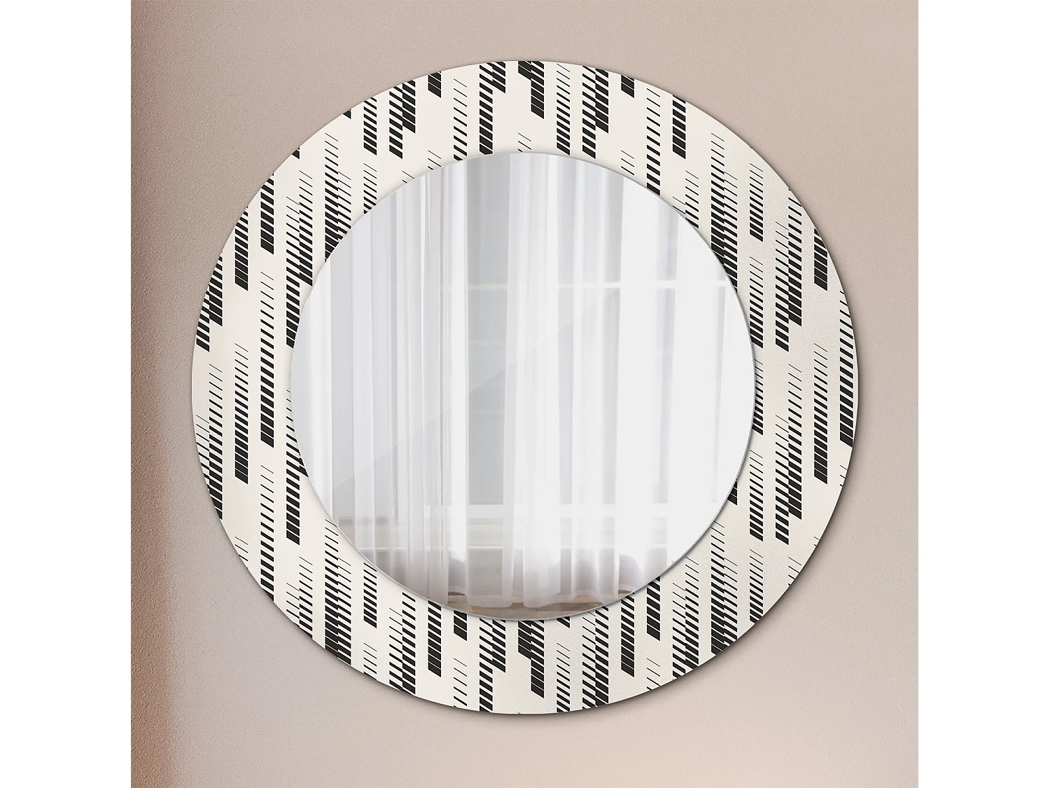 Decoratieve ronde spiegel - gestreept patroon - 50 cm