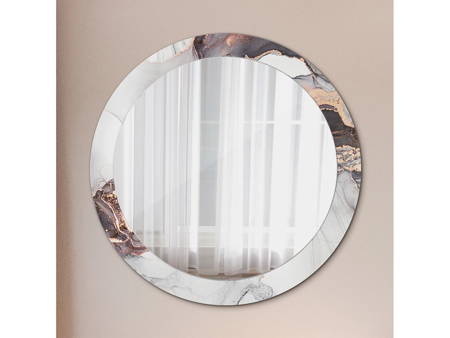 Runder dekorativer Spiegel - Abstrakter Marmor - 80 cm