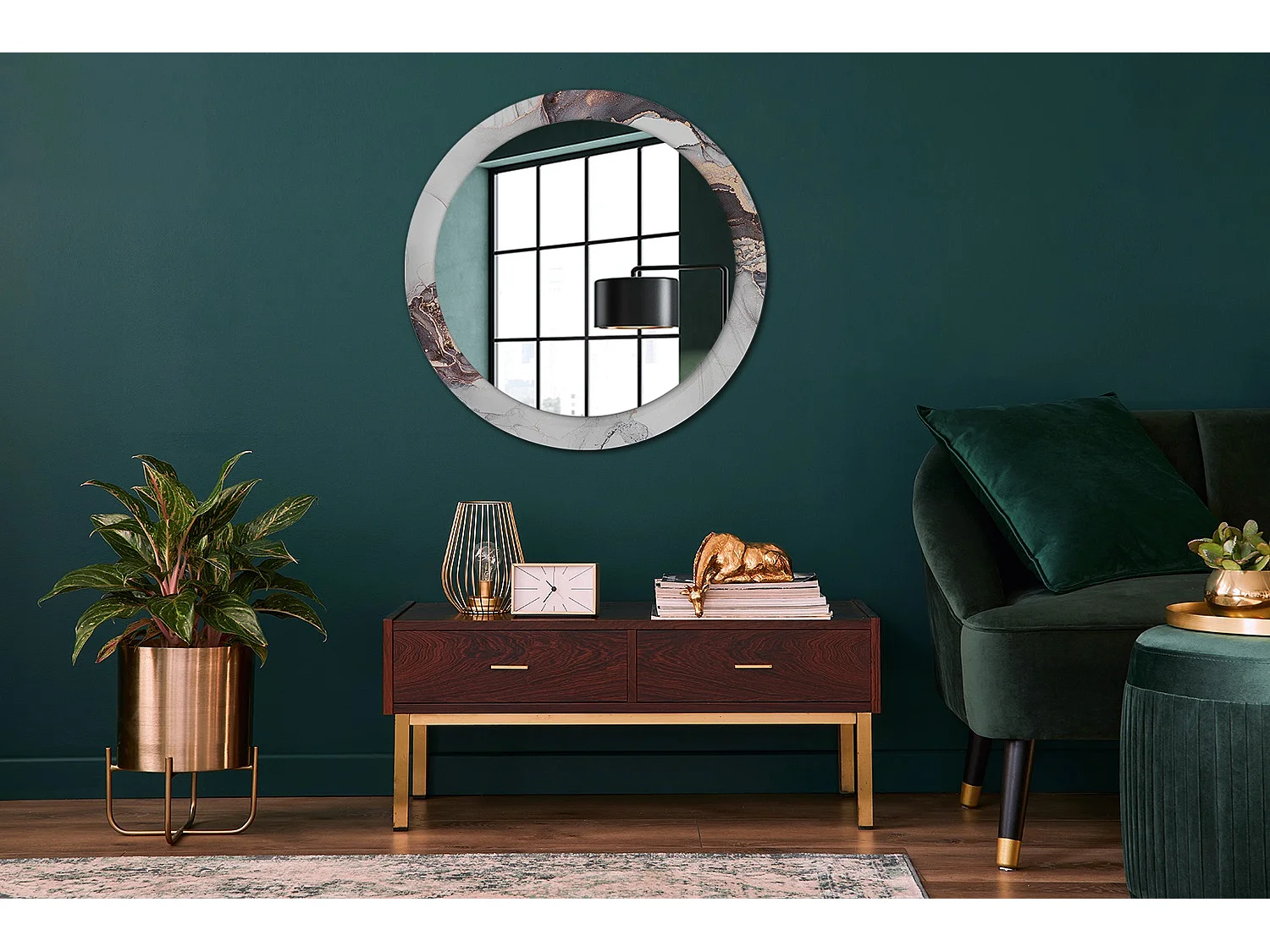 Runder dekorativer Spiegel - Abstrakter Marmor - 80 cm