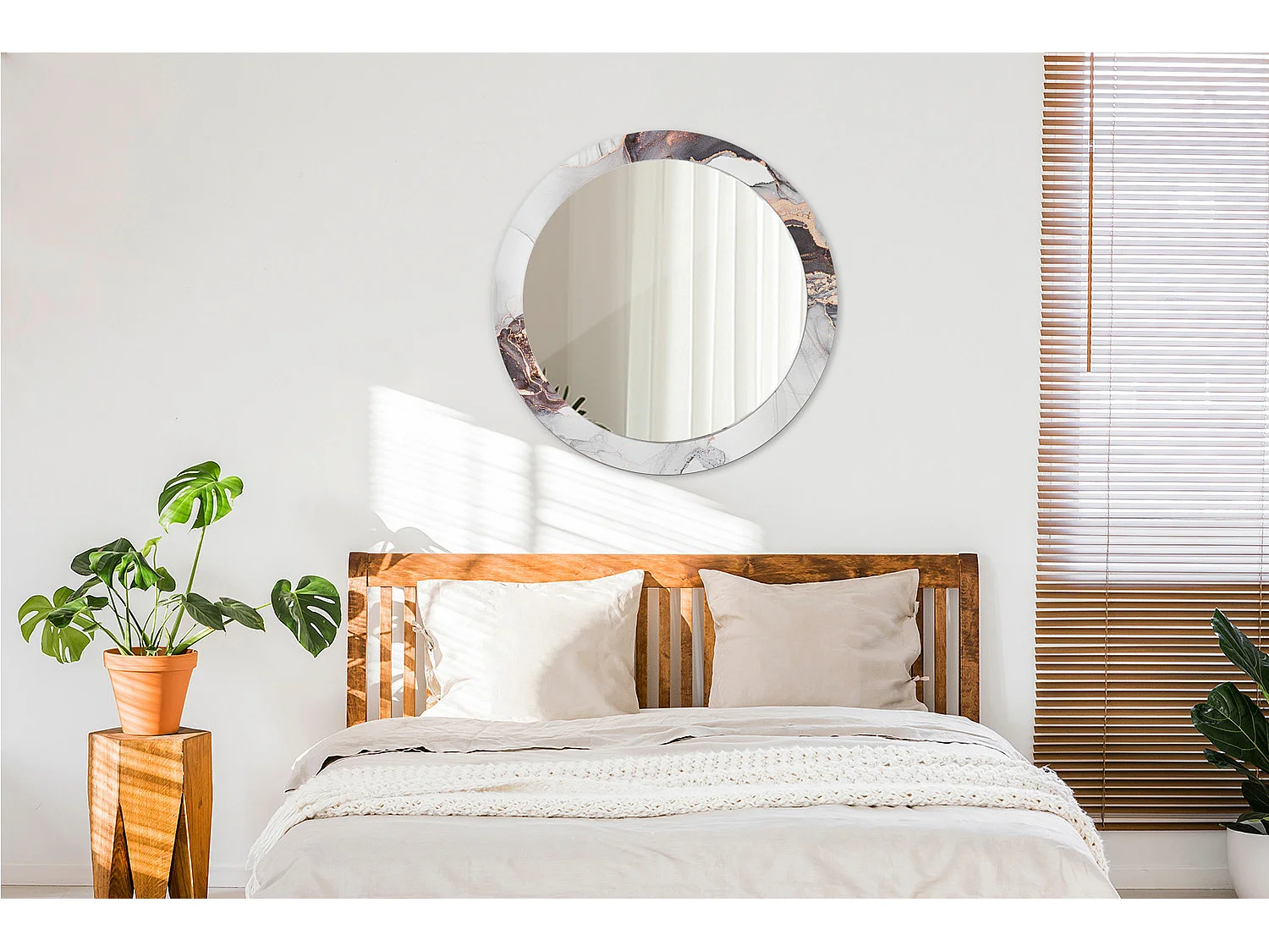 Runder dekorativer Spiegel - Abstrakter Marmor - 80 cm