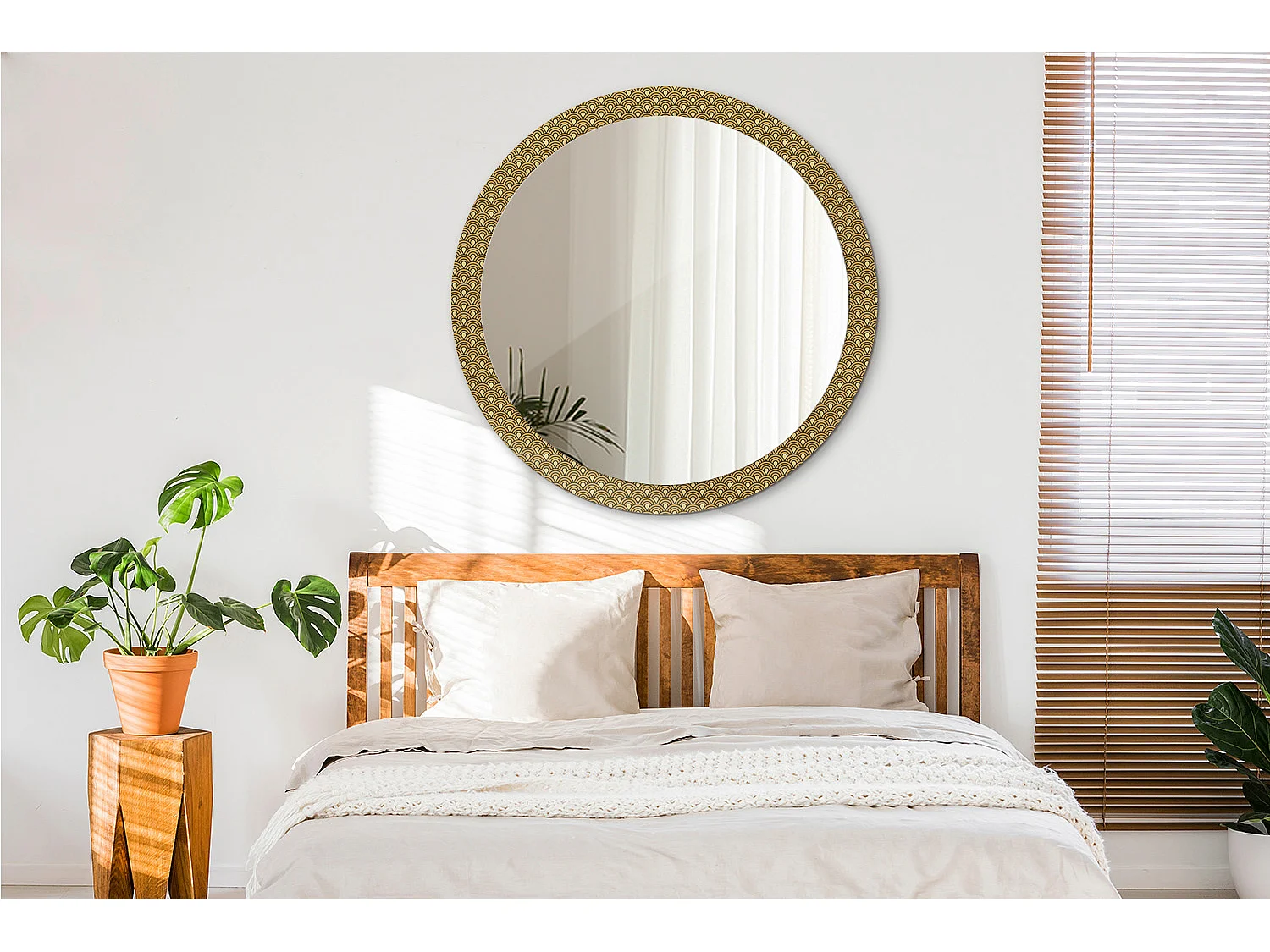 Miroir rond décoratif - Motif rétro - 100 cm