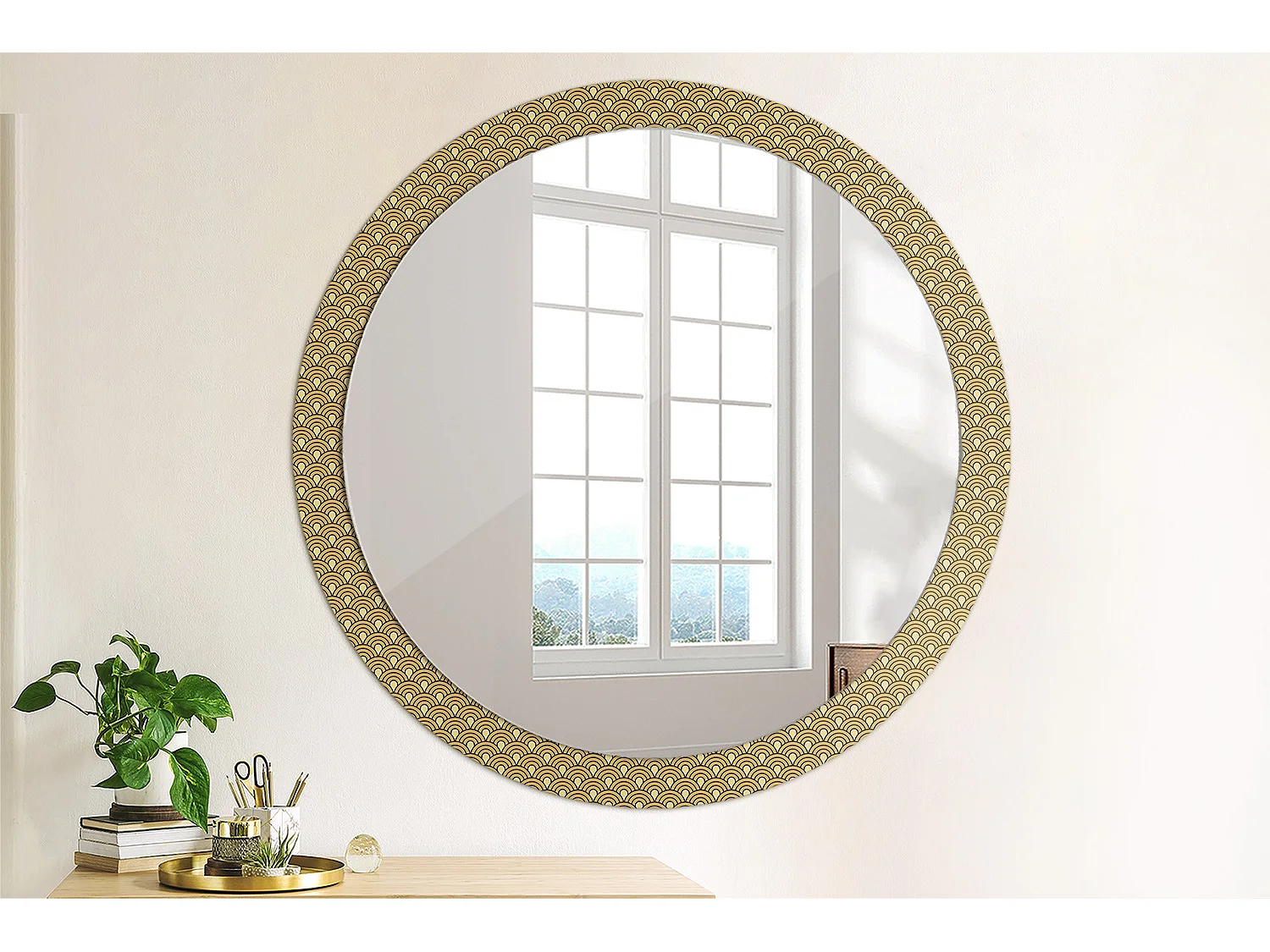 Miroir rond décoratif - Motif rétro - 100 cm
