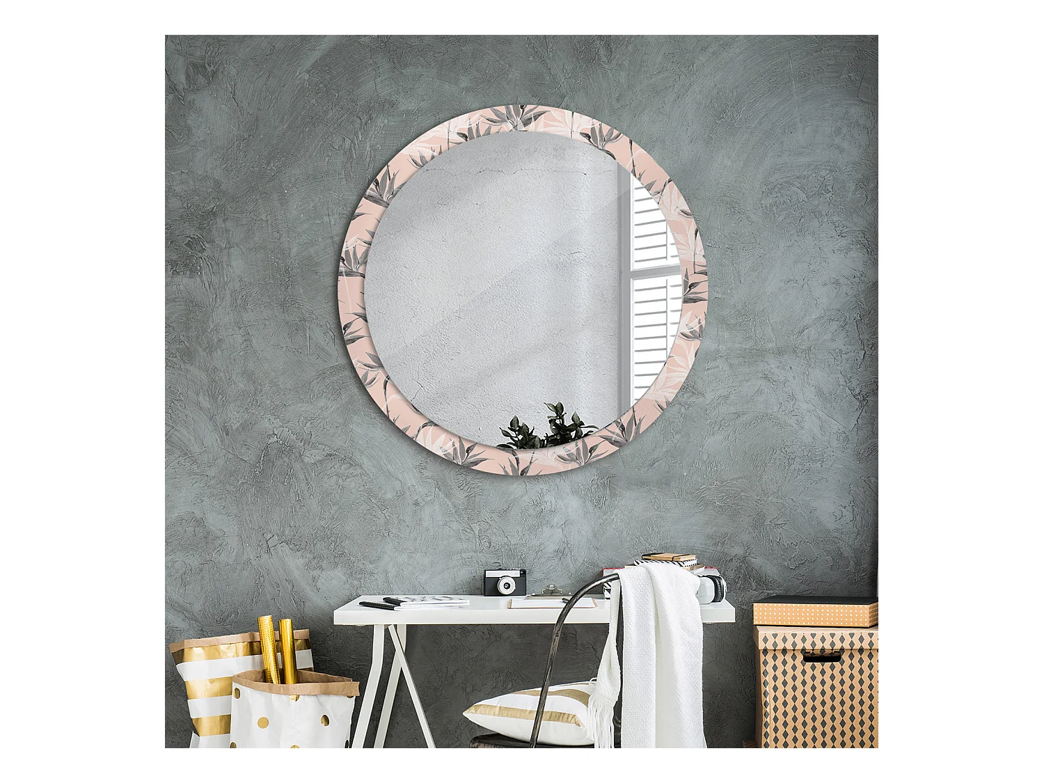 Decoratieve ronde spiegel - Strelitzia - 90 cm