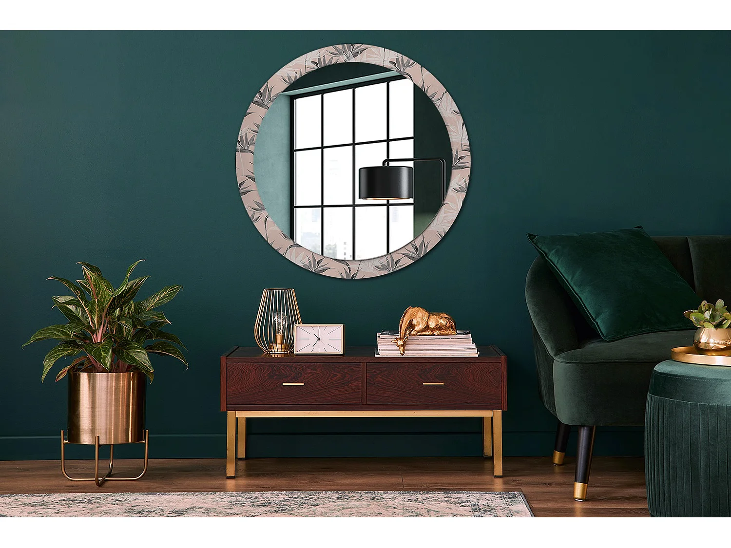 Decoratieve ronde spiegel - Strelitzia - 90 cm