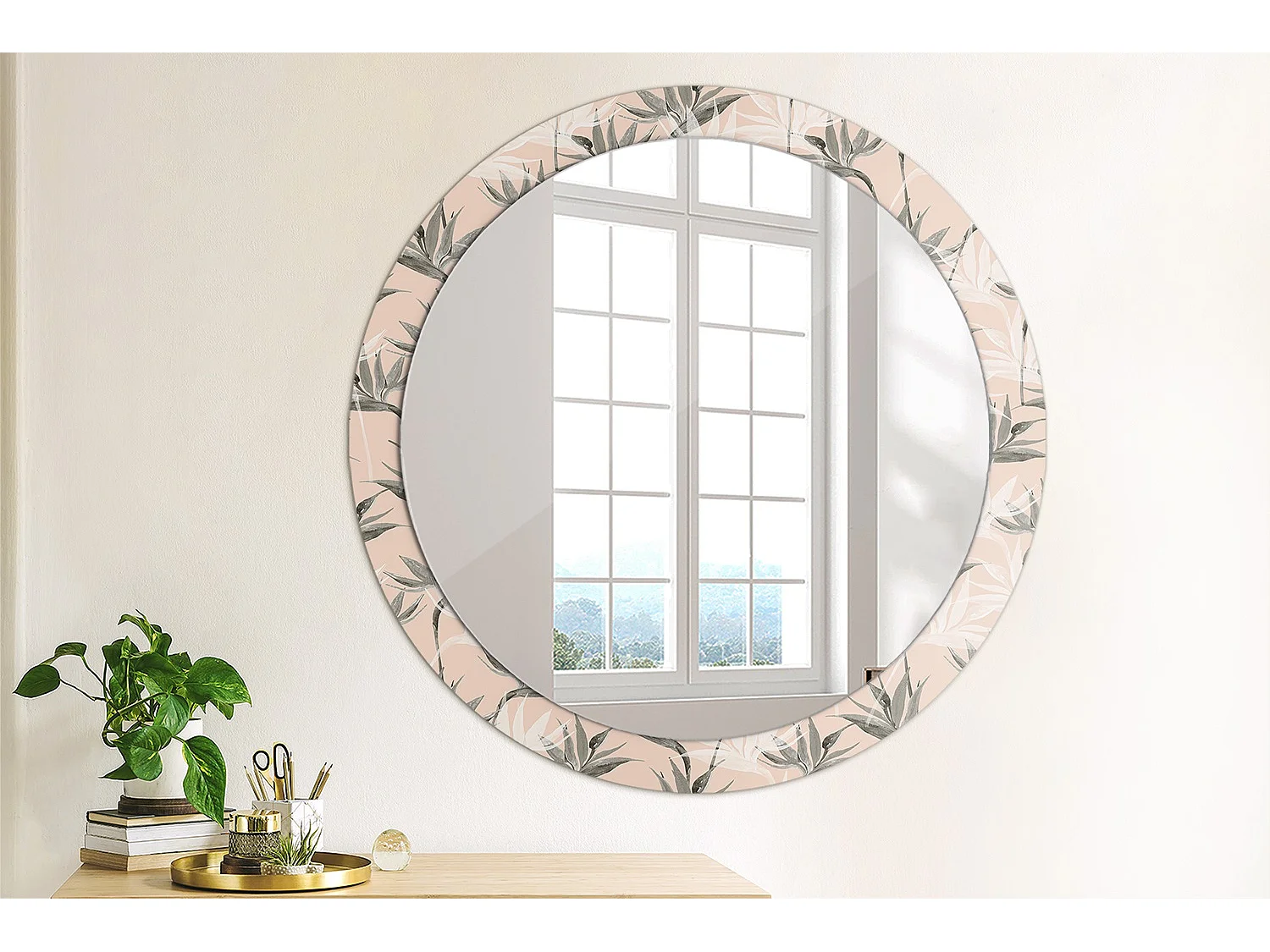 Decoratieve ronde spiegel - Strelitzia - 90 cm
