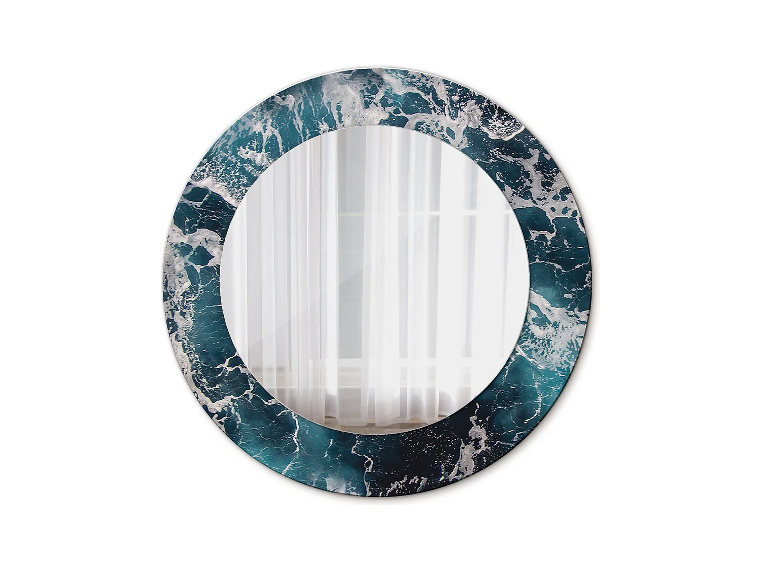 Decoratieve ronde spiegel - Ruwe zee - 50 cm