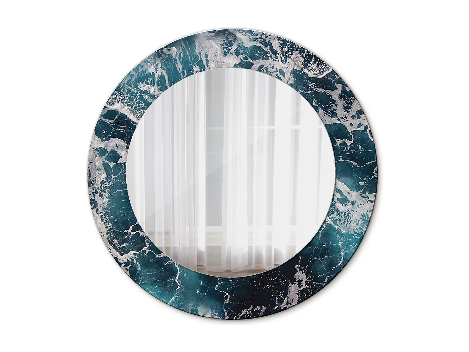 Decoratieve ronde spiegel - Ruwe zee - 50 cm