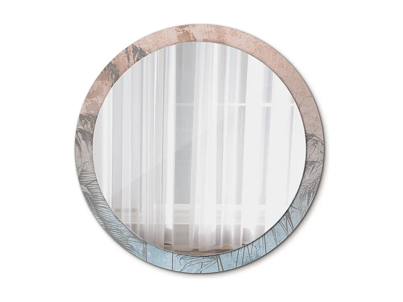 Miroir rond décoratif - Fleurs tropicales - 100 cm