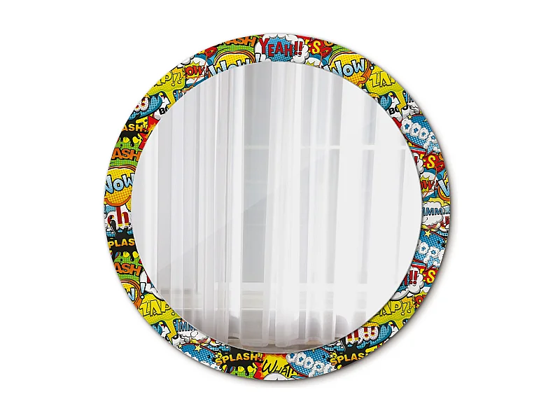 Ronde Decoratieve Spiegel - Cartoon Patroon - 90cm