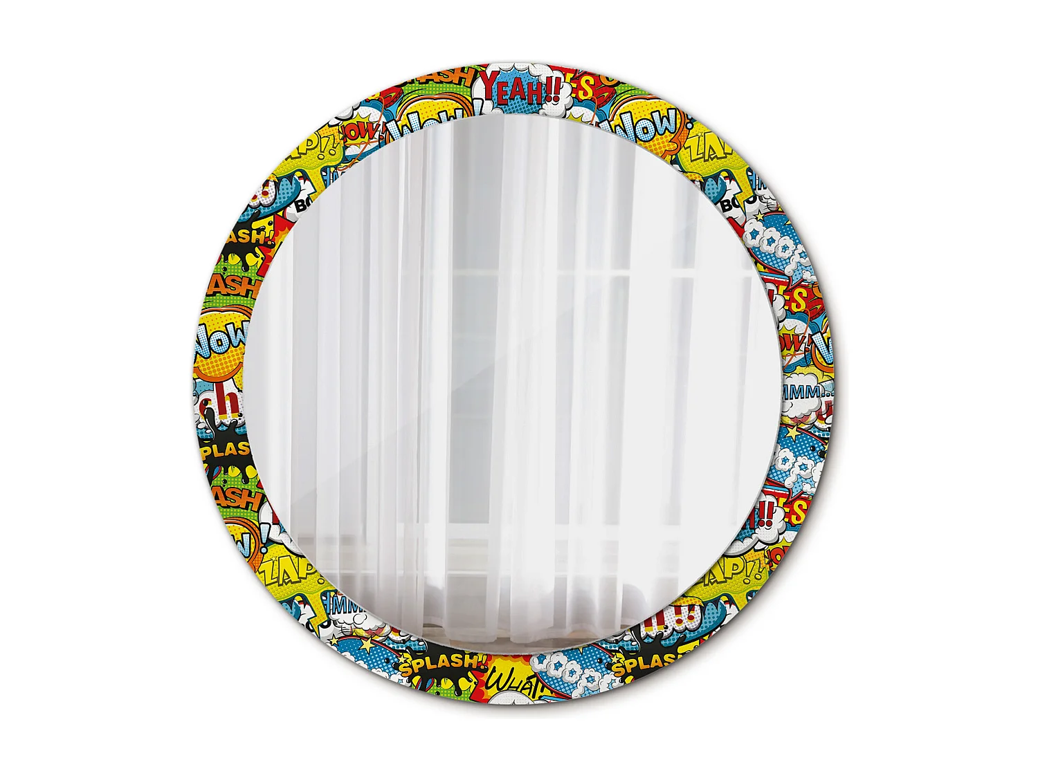 Ronde Decoratieve Spiegel - Cartoon Patroon - 90cm