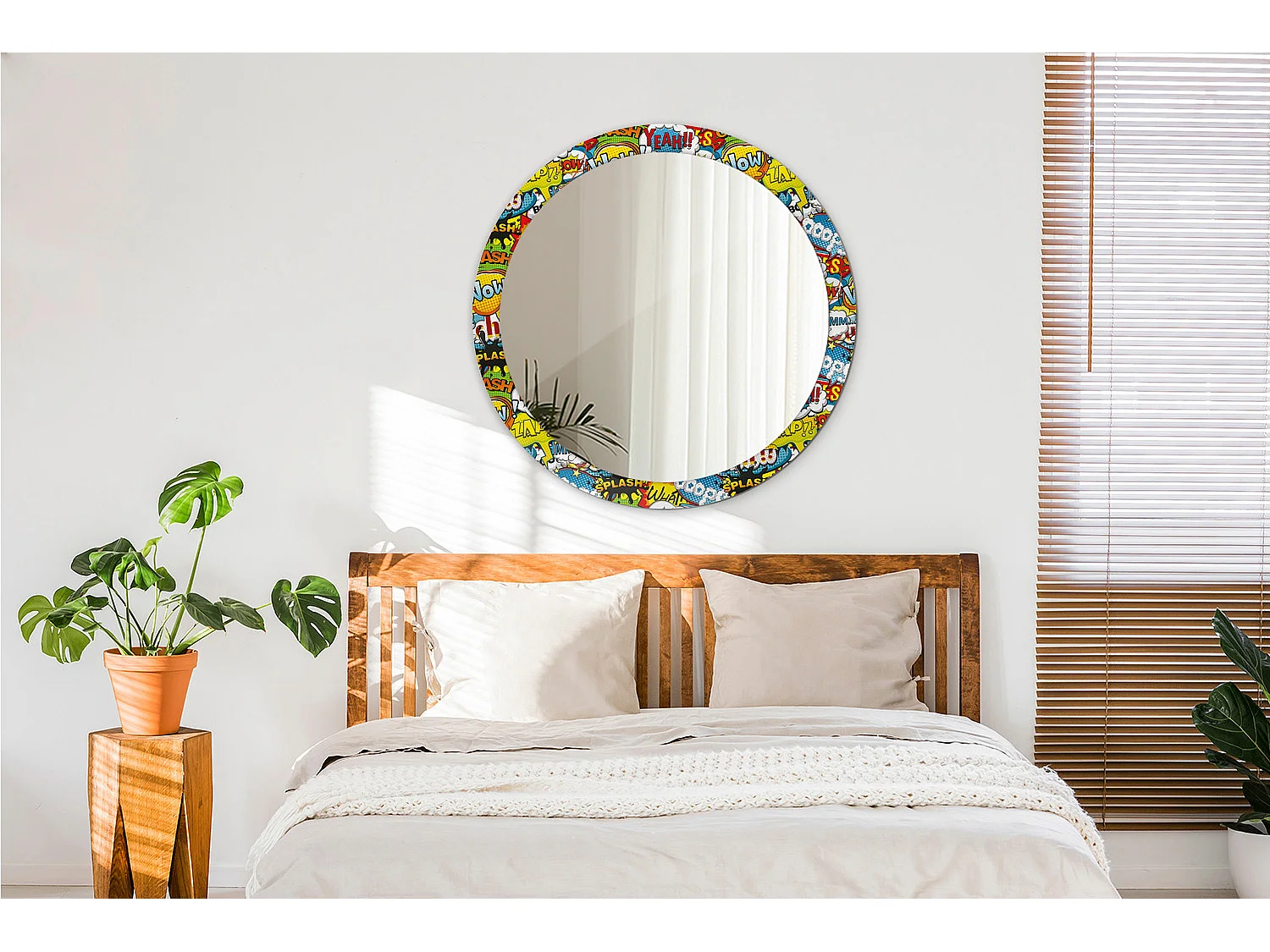 Ronde Decoratieve Spiegel - Cartoon Patroon - 90cm