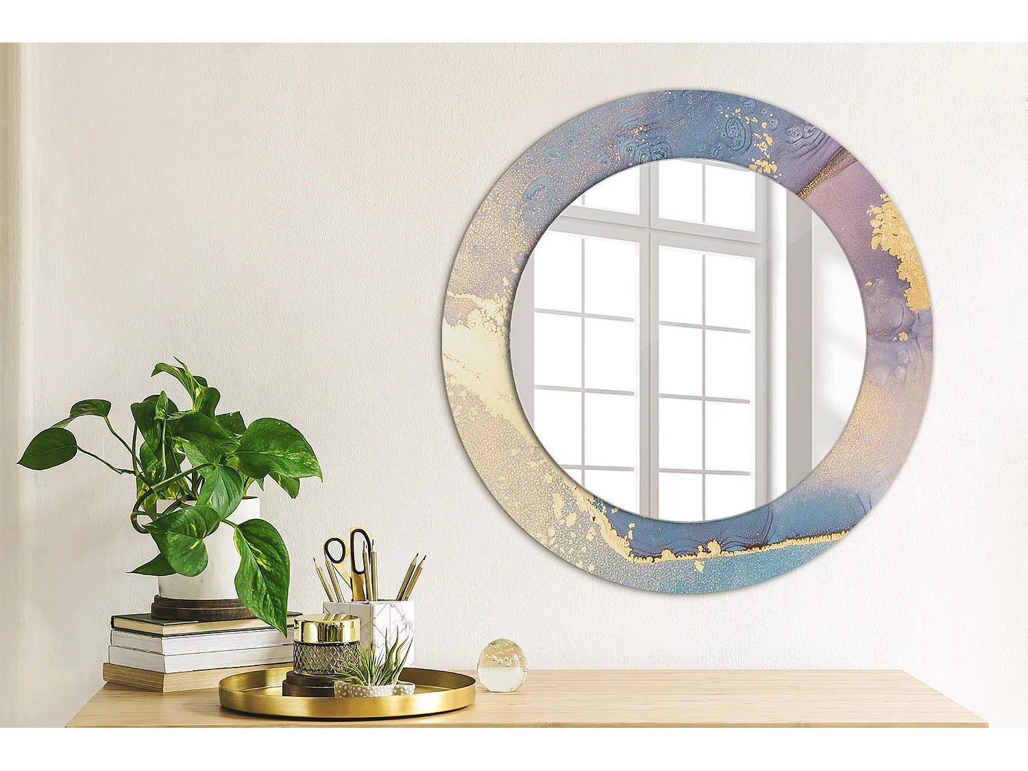 Decoratieve ronde spiegel – marmersteen – 50 cm