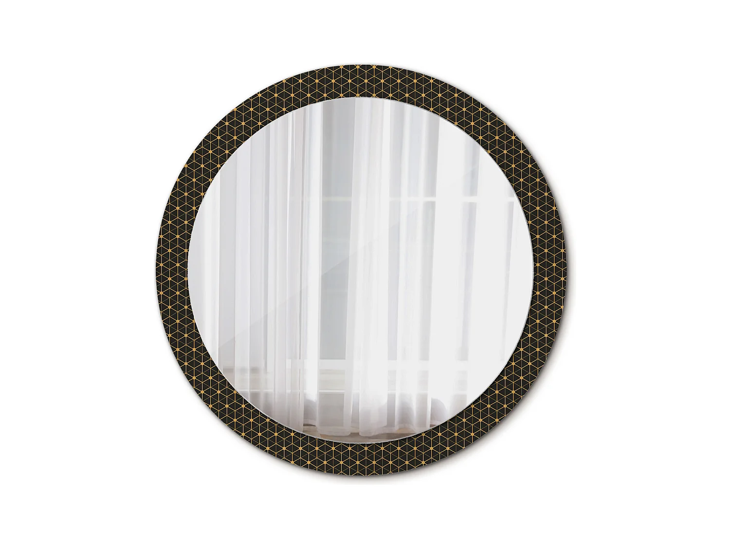 Miroir rond décoratif - Géométrie hexagonale - 90 cm