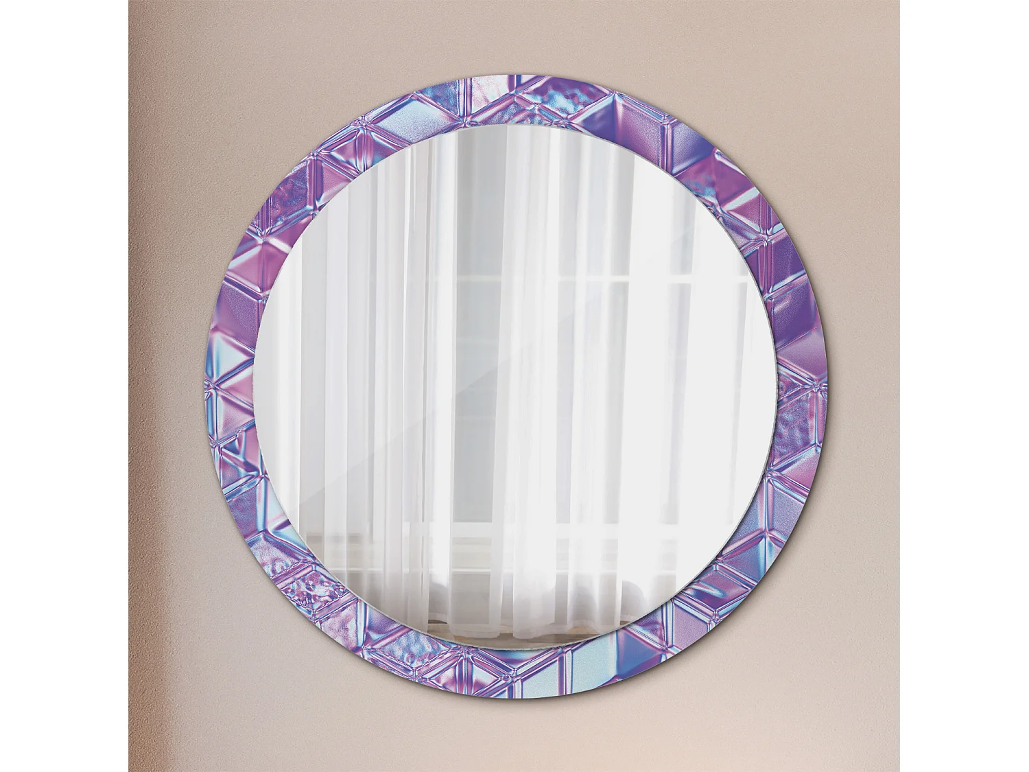 Runder dekorativer Spiegel - Kristallmuster - 90 cm