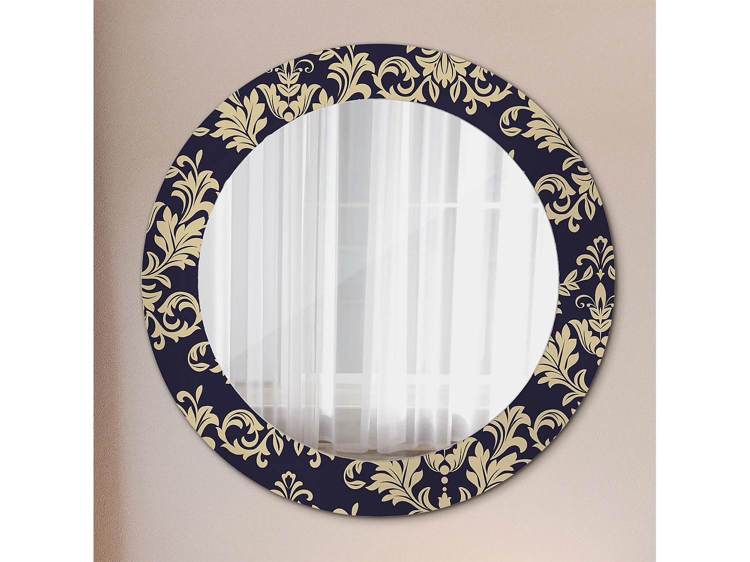Miroir rond décoratif - Motif floral - 70 cm