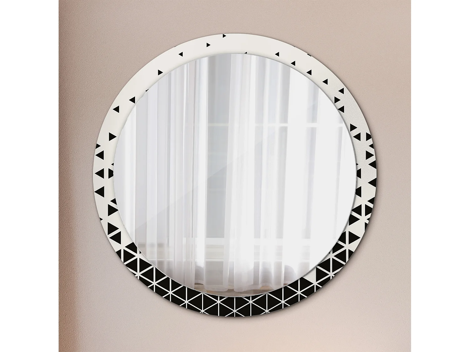 Miroir rond décoratif - Abstraction géométrique - 100 cm