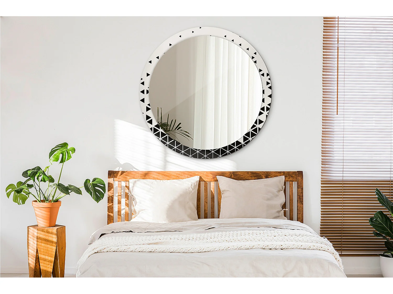 Miroir rond décoratif - Abstraction géométrique - 100 cm