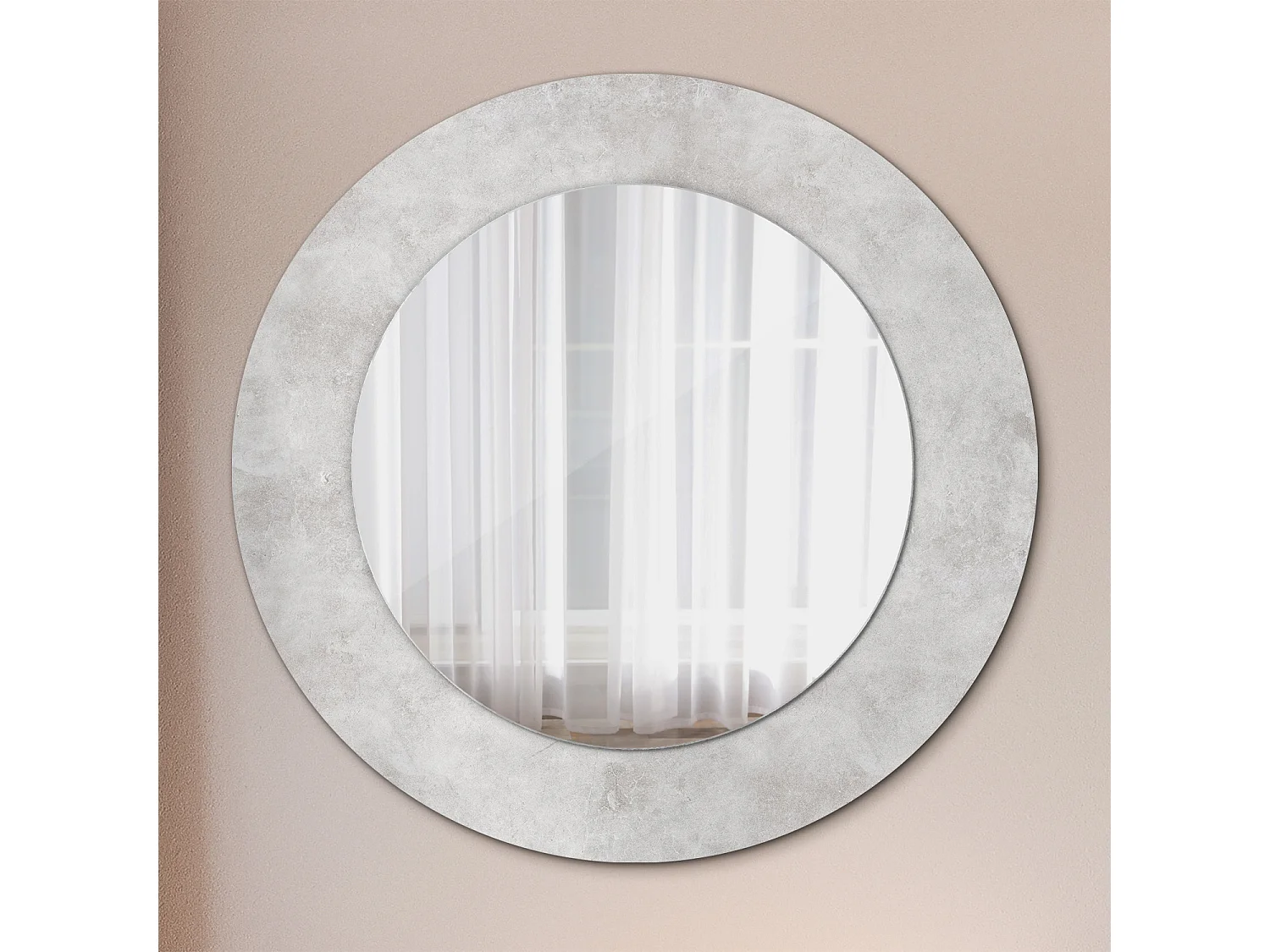 Miroir rond décoratif - Texture béton - 50 cm