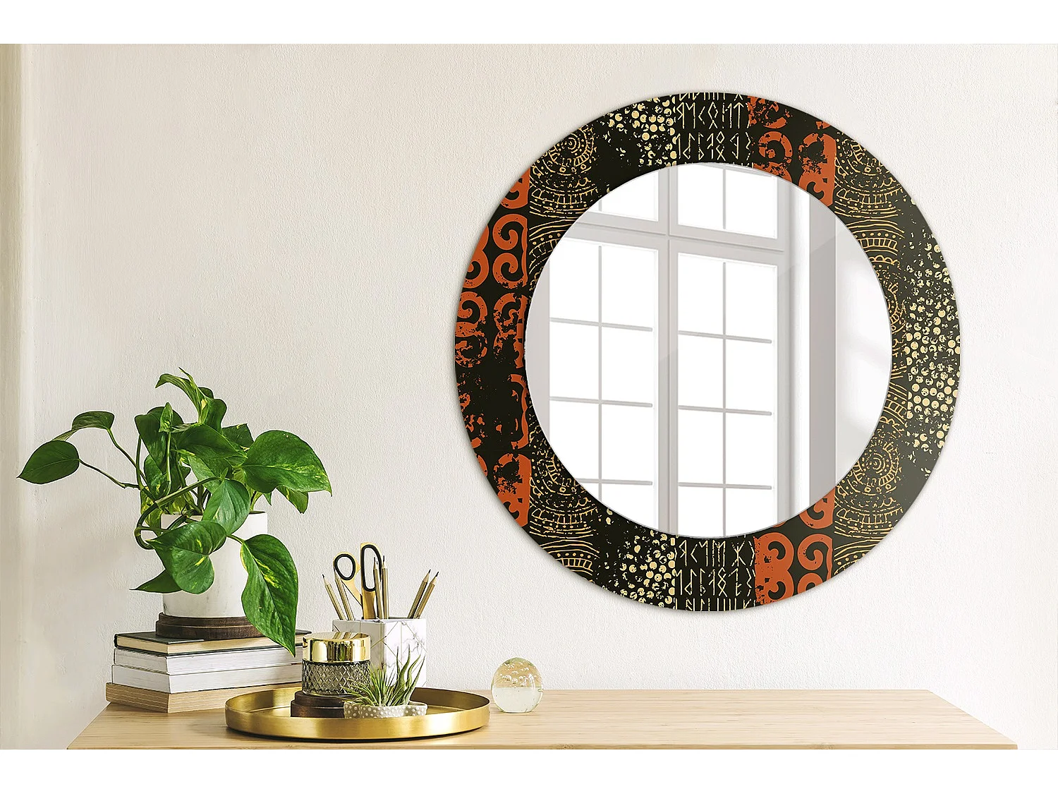 Runder dekorativer Spiegel - Grunge-Muster - 50 cm