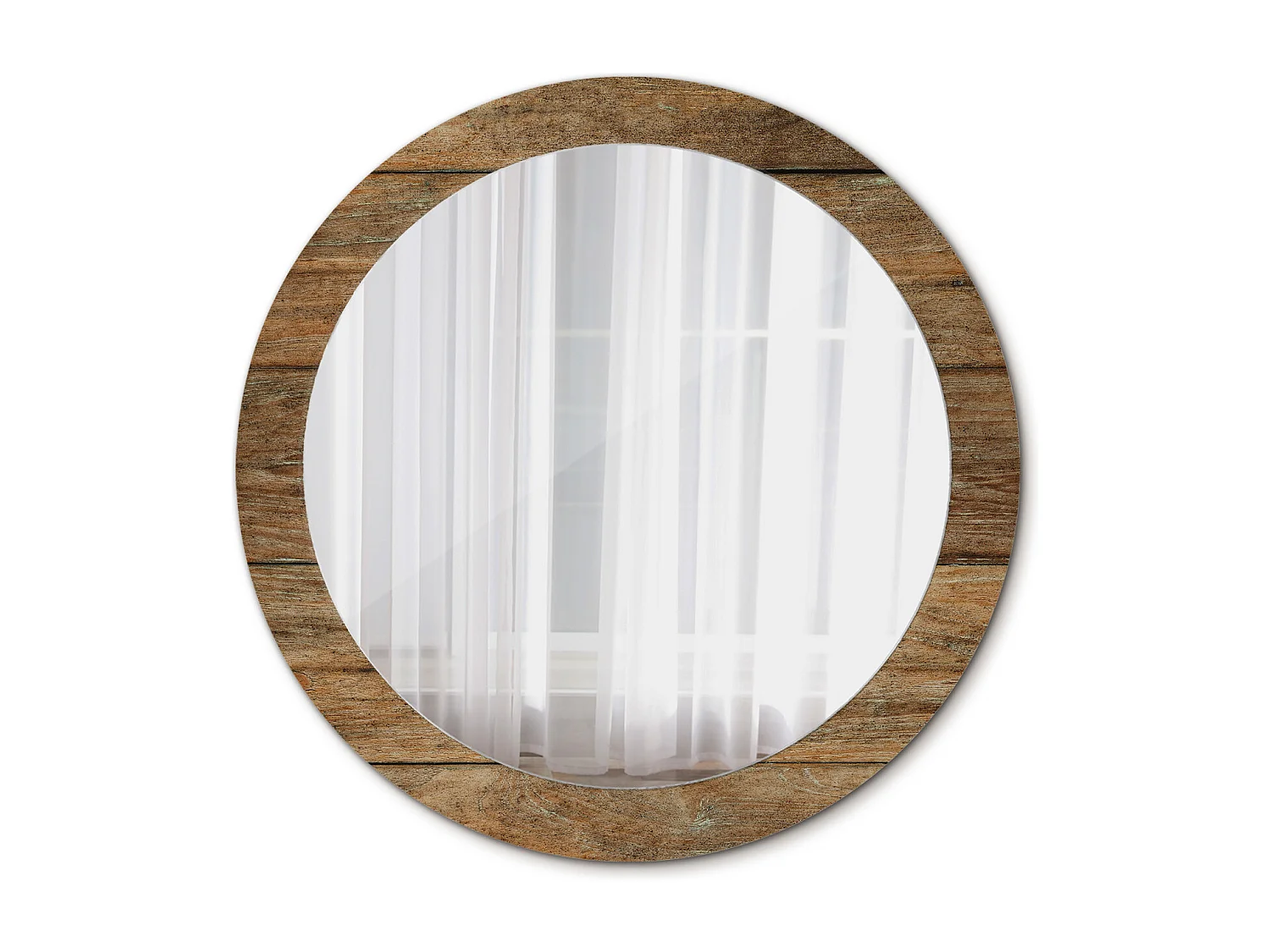 Runder dekorativer Spiegel - Altes Holz - 80 cm