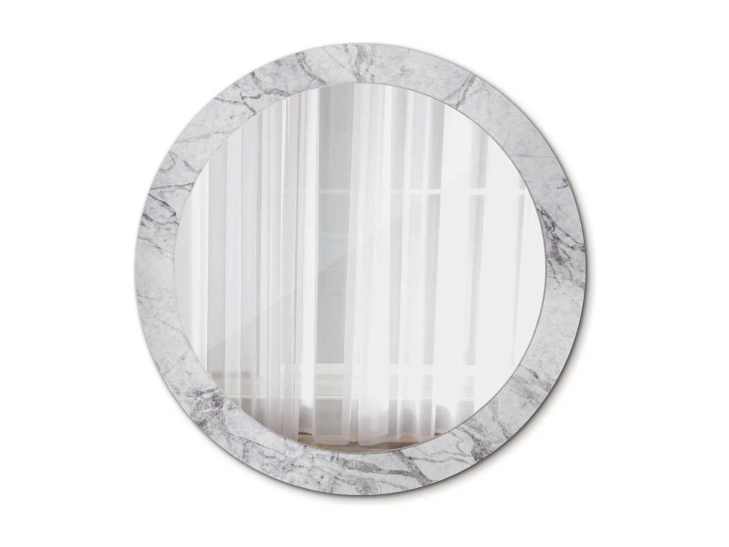 Ronde decoratieve spiegel - Wit marmer - 80 cm