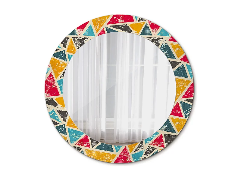 Miroir rond décoratif - Composition rétro - 70 cm