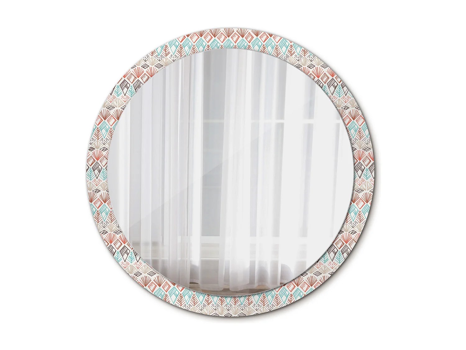 Decoratieve ronde spiegel - etnisch motief - 100 cm