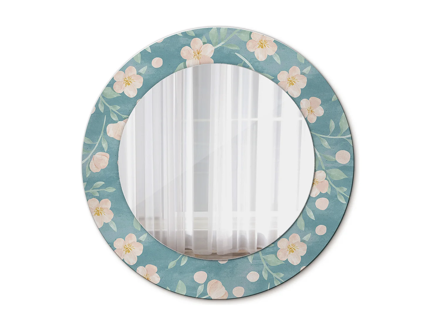 Ronde decoratieve spiegel - bloemenprint - 50 cm