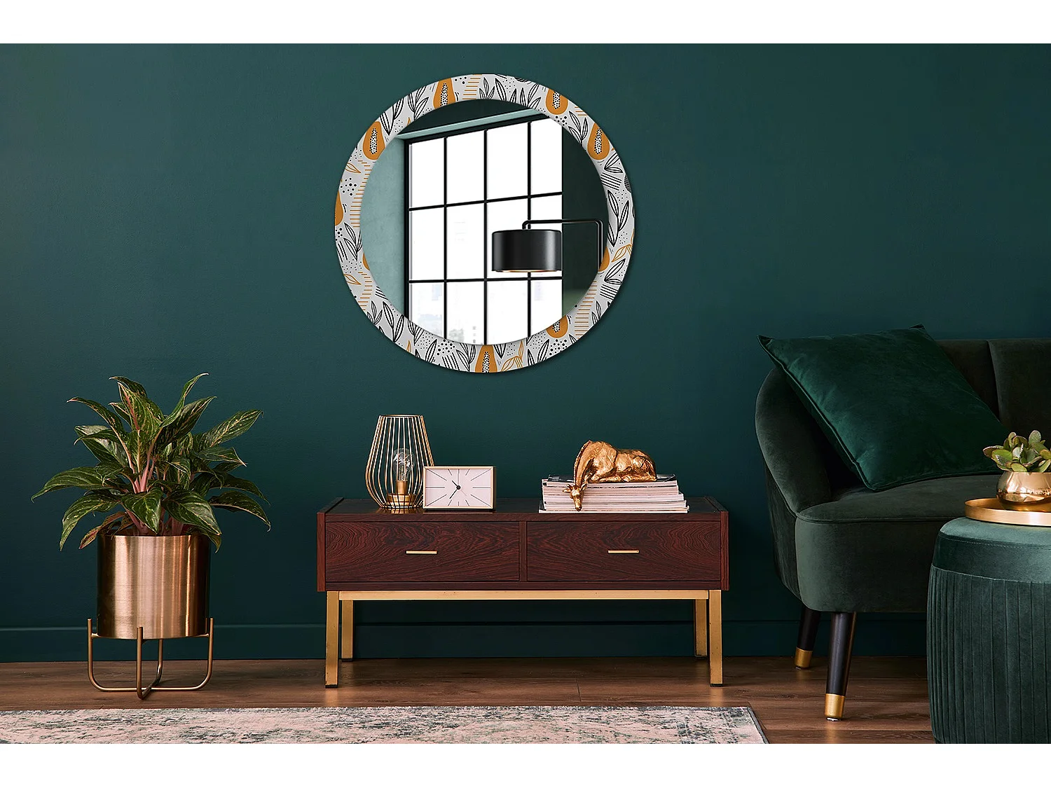 Miroir rond décoratif - Papayes - 80 cm