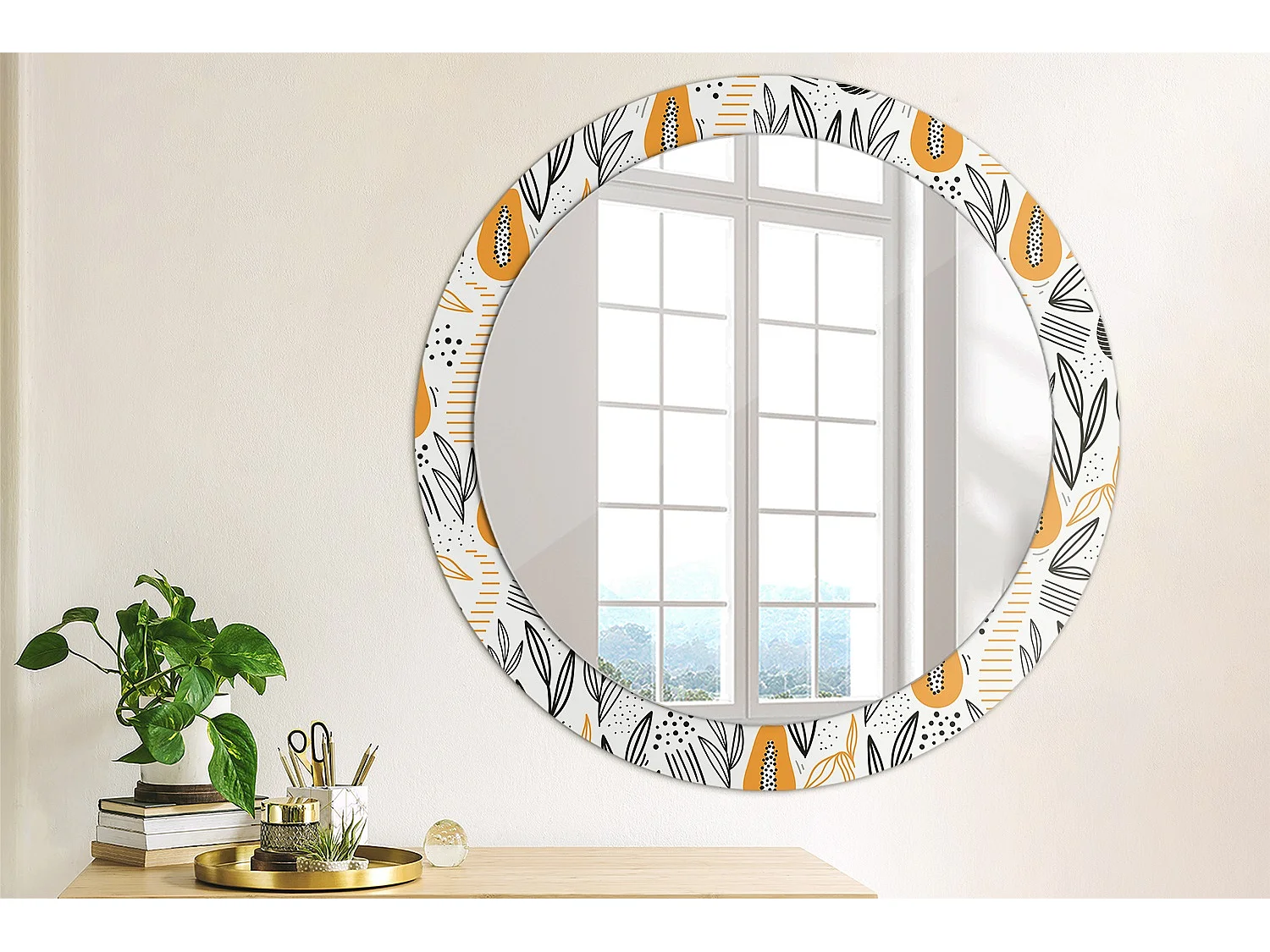 Miroir rond décoratif - Papayes - 80 cm