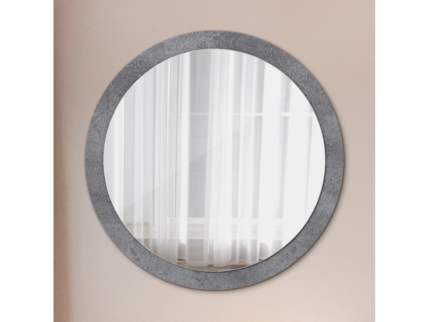 Miroir rond décoratif - Texture béton - 100 cm