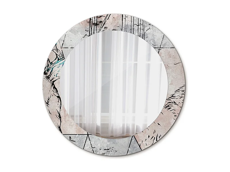 Miroir rond décoratif - Animaux abstraits - 60 cm