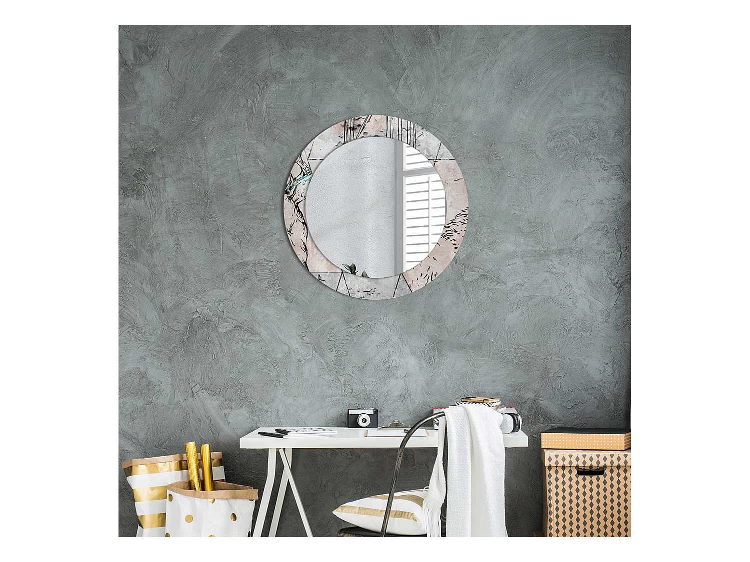 Miroir rond décoratif - Animaux abstraits - 60 cm