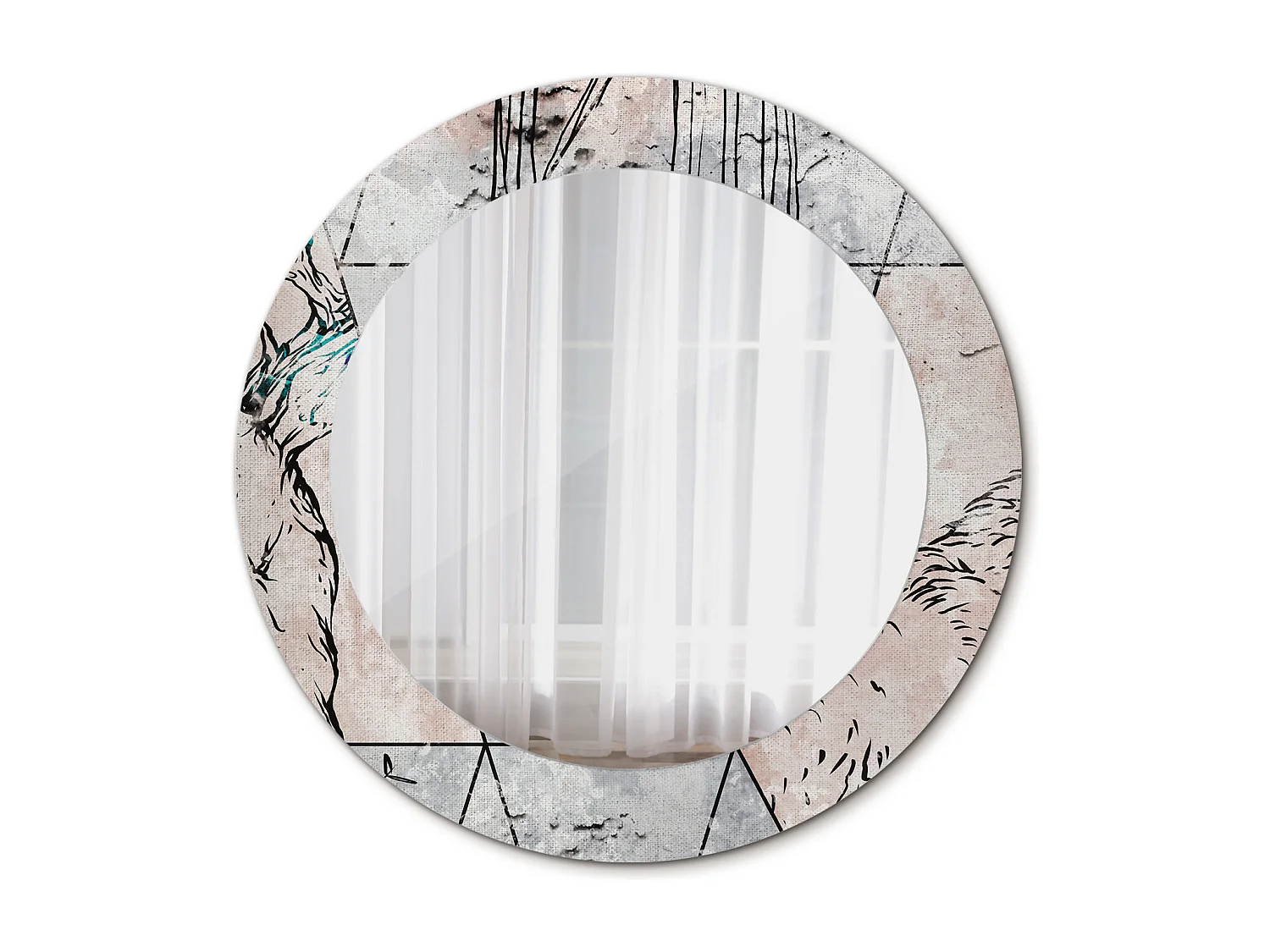 Miroir rond décoratif - Animaux abstraits - 60 cm