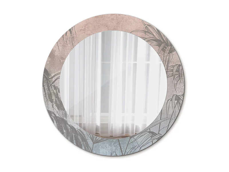 Miroir rond décoratif - Fleurs tropicales - 60 cm