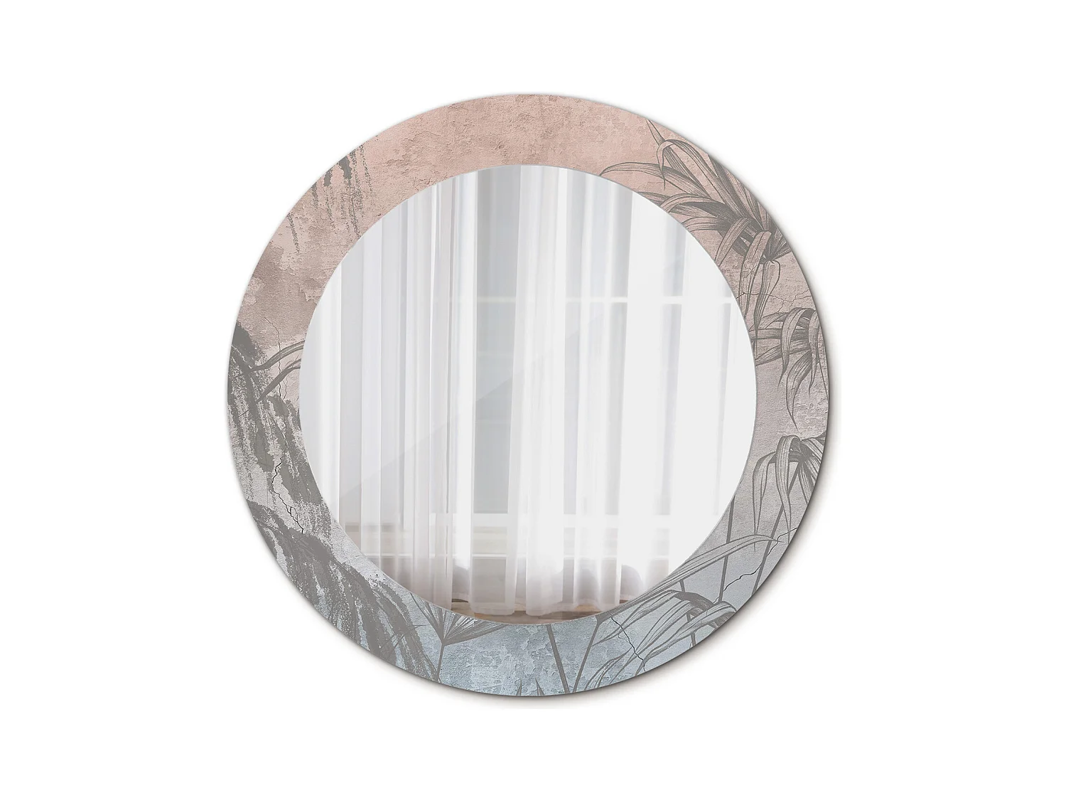 Miroir rond décoratif - Fleurs tropicales - 60 cm