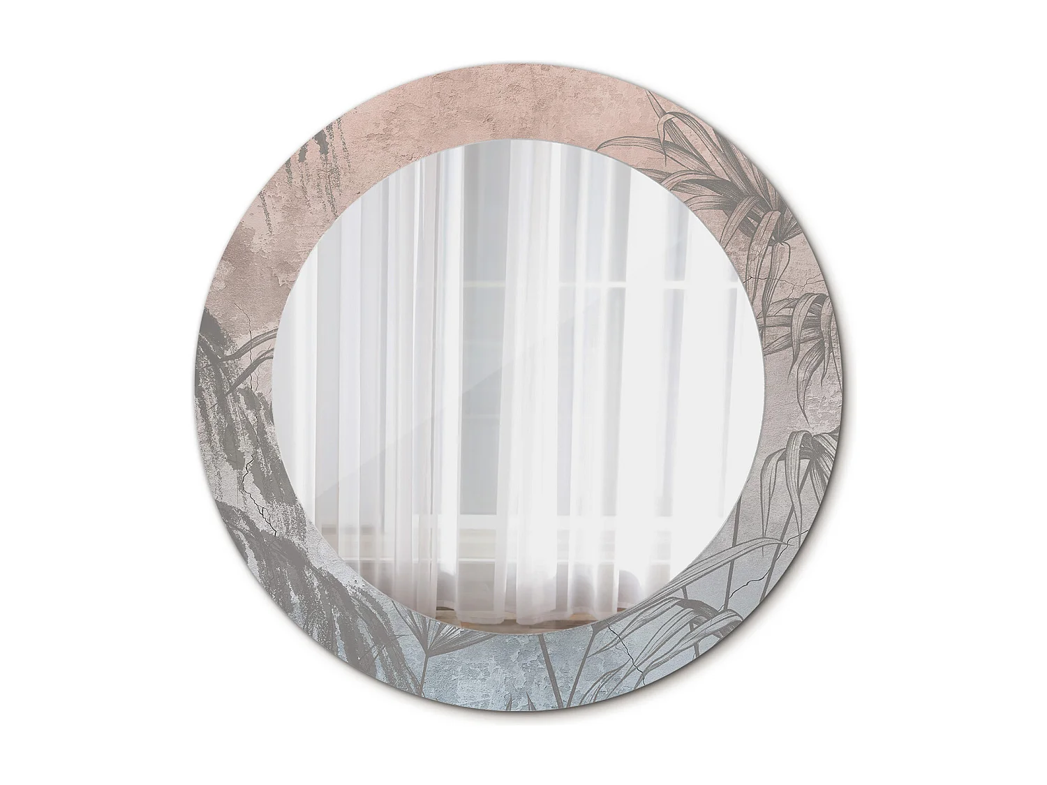 Decoratieve ronde spiegel - Tropische bloemen - 60 cm