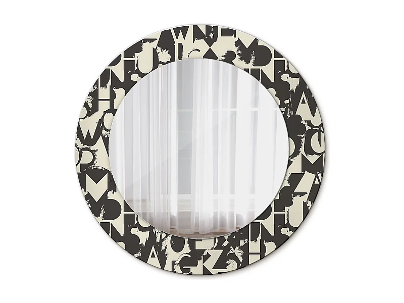 Miroir rond décoratif - Lettres - 50 cm
