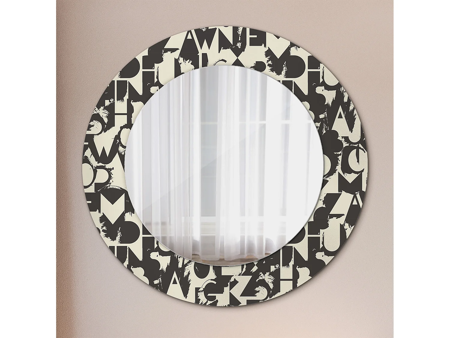 Runder dekorativer Spiegel - Buchstaben - 50 cm