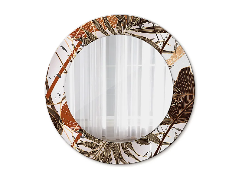 Miroir rond décoratif - Feuilles de palmier - 50 cm